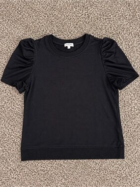 Rachel Zoe Black Puff Sleeve Crew Tee